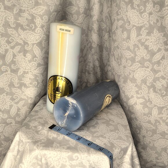 2 NWT blue pillar candles 2.5" x 8.5 ( some damage - see pictures ) - Picture 7 of 9